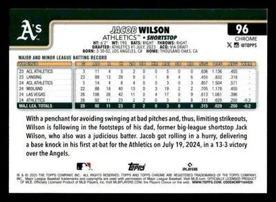 2025 Topps Chrome #96 Jacob Wilson - Baseball Card Single