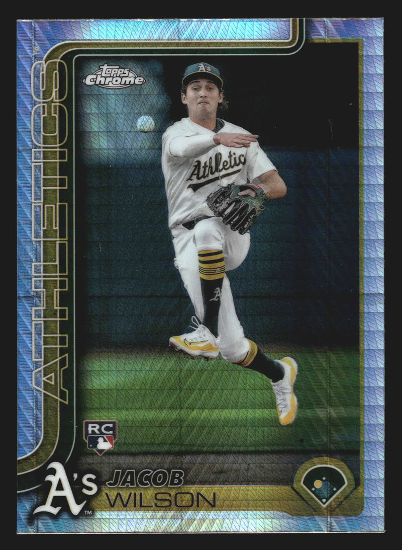 2025 Topps Chrome #96 Jacob Wilson Athletics RC Prism Refractor - Baseball Card Single