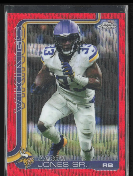 2025 Topps Chrome Aaron Jones Sr Red Wave Refractor /5 Vikings #201 RB Low Pop - Football Card Single