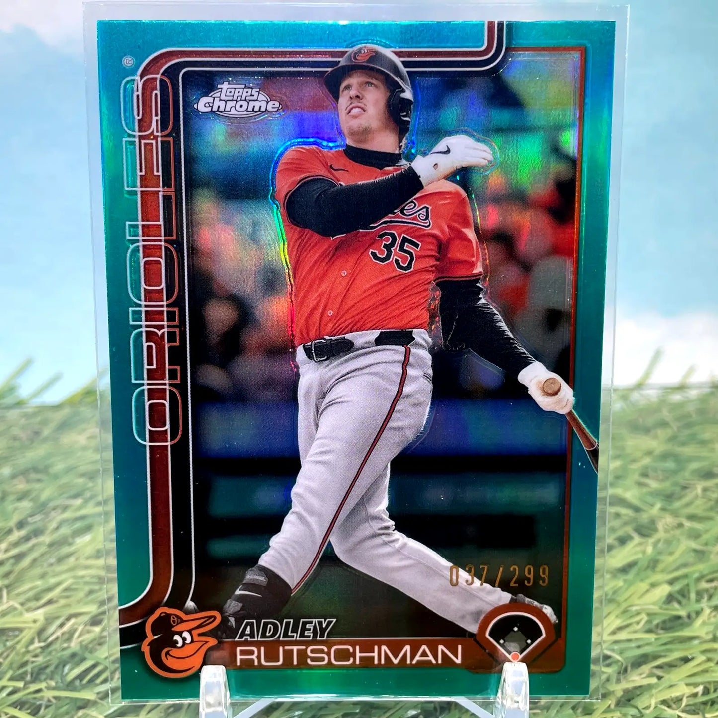 2025 Topps Chrome Adley Rutschman Aqua Refractor /299 - Baseball Card Single
