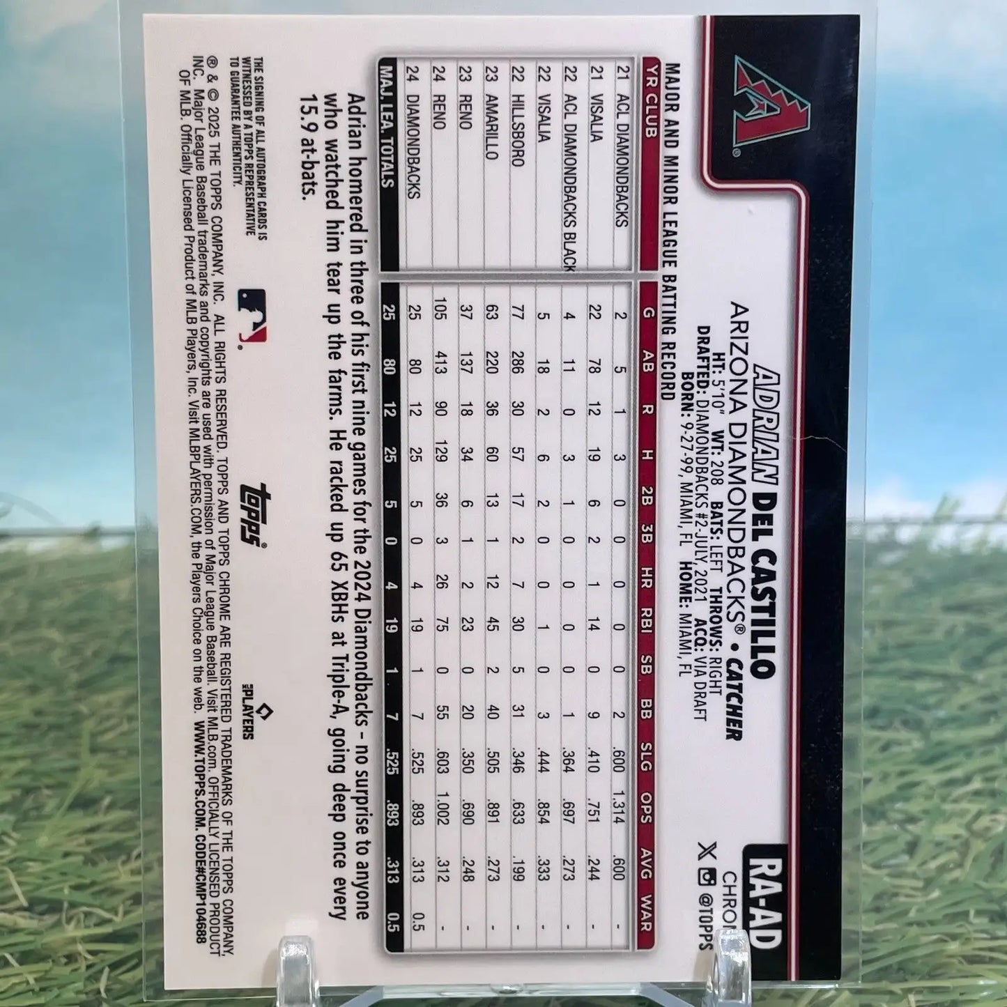 2025 Topps Chrome Adrian Del Castillo RC Autograph #RA-AD Diamondbacks - Baseball Card Single