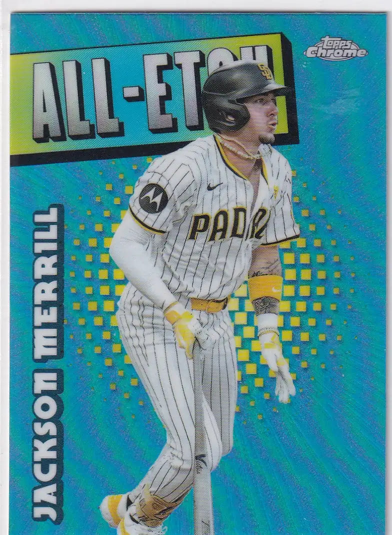 Jackson Merrill San Diego Padres baseball card from 2025 Topps Chrome All Etch series