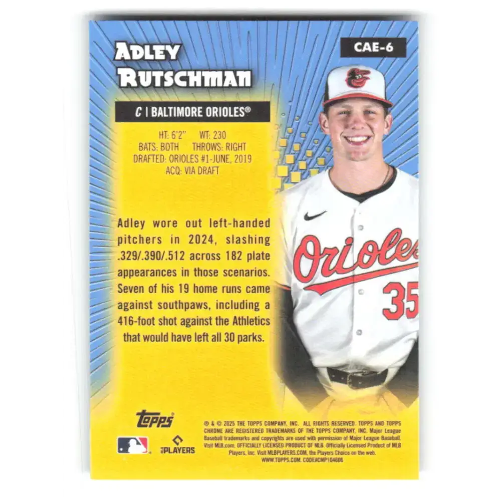 2025 topps Chrome All-Etch #CAE-6 Adley Rutschman NM-MT Baltimore Orioles Baseball Card - Baseball Card Single