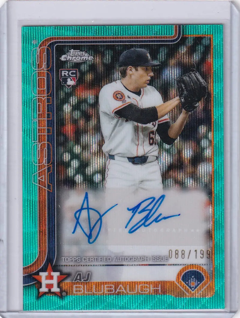2025 Topps Chrome Aqua Wave Auto 88/199 #AC-ABU AJ Blubaugh - Astros
