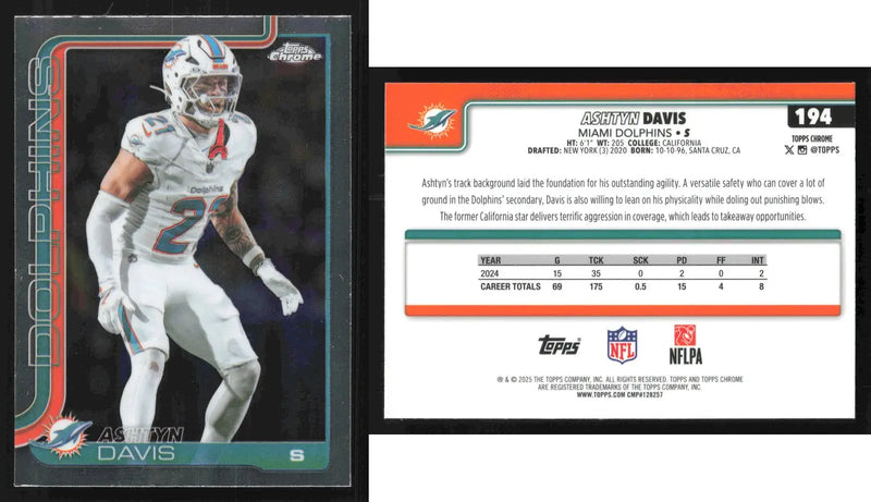 2025 Topps Chrome ASHTYN DAVIS #194 Miami Dolphins - Football Card Single
