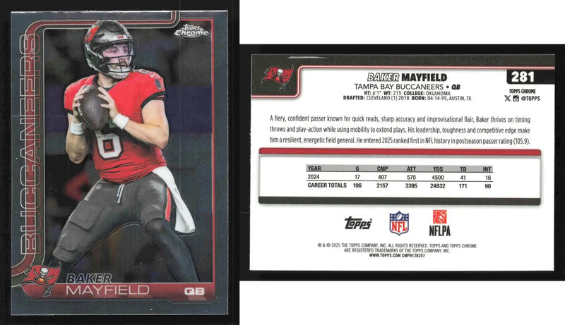 2025 Topps Chrome BAKER MAYFIELD #281 Tampa Bay Buccaneers - Football Card Single