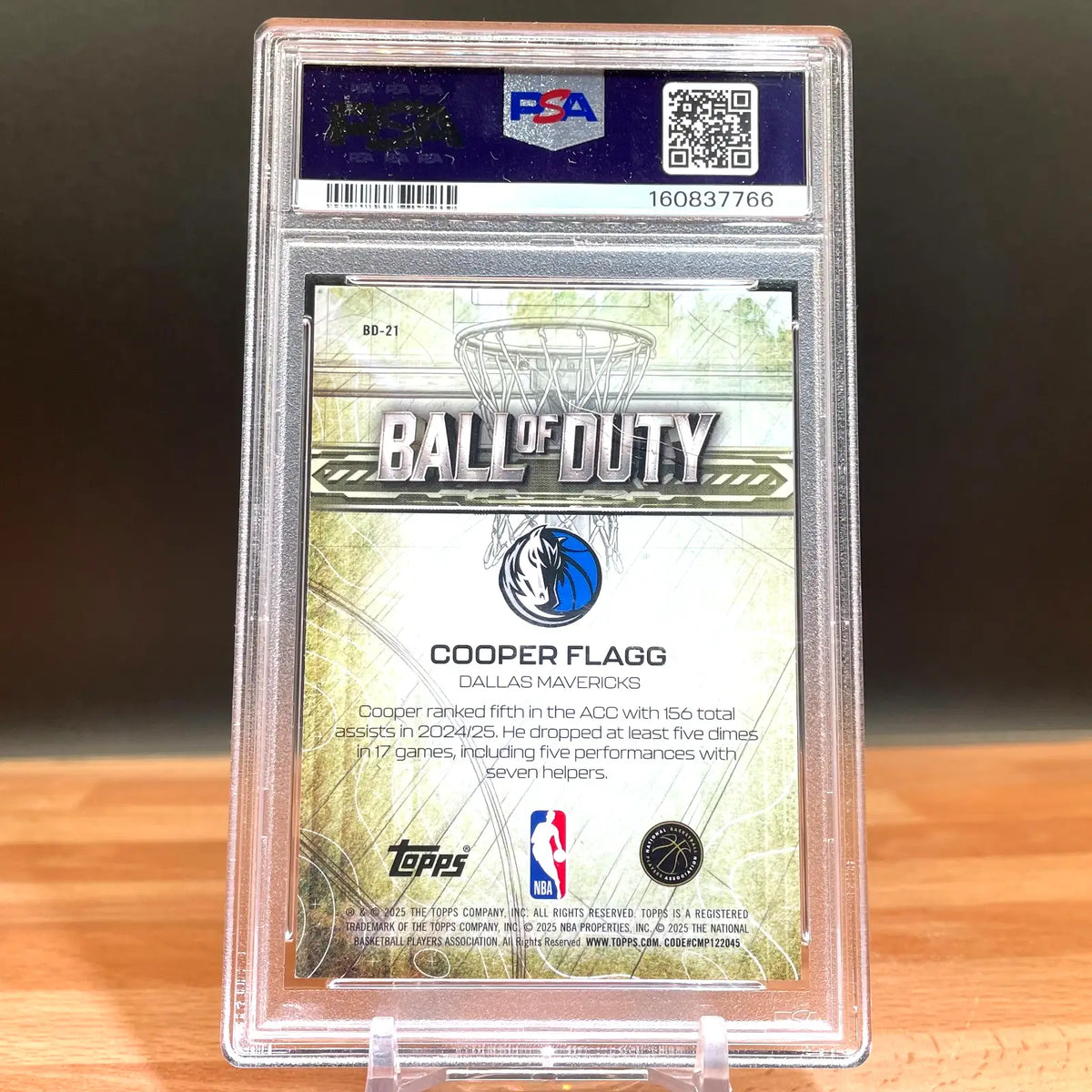 2025 Topps Chrome Ball of Duty Cooper Flagg #BD-21 (RC) PSA 9 Mavericks CG95 - Basketball Card Single