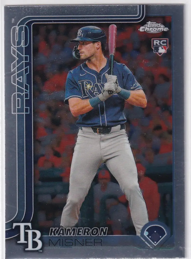 Baseball trading card featuring Kameron Misner in batting stance from Topps Chrome Baseball