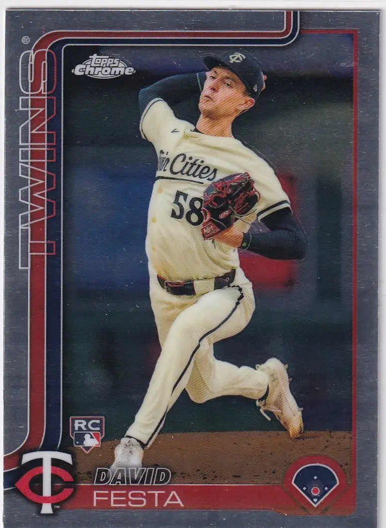 2025 Topps Chrome Baseball David Festa card Minnesota Twins chrome baseball collectible