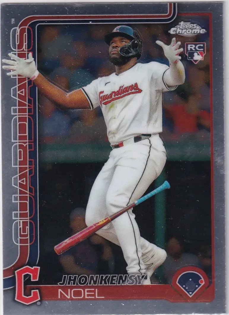 Topps Chrome Baseball card featuring Jhonkensy Noel of the Cleveland Guardians