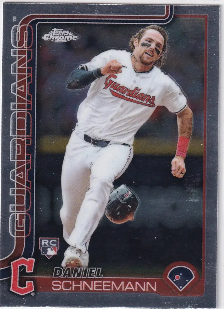 Daniel Schneemann 2025 Topps Chrome Baseball card featuring Cleveland Guardians player