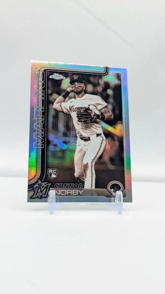 2025 Topps Chrome Baseball Connor Norby RC #199 Sepia Refractor Miami Marlins - Baseball Card Single