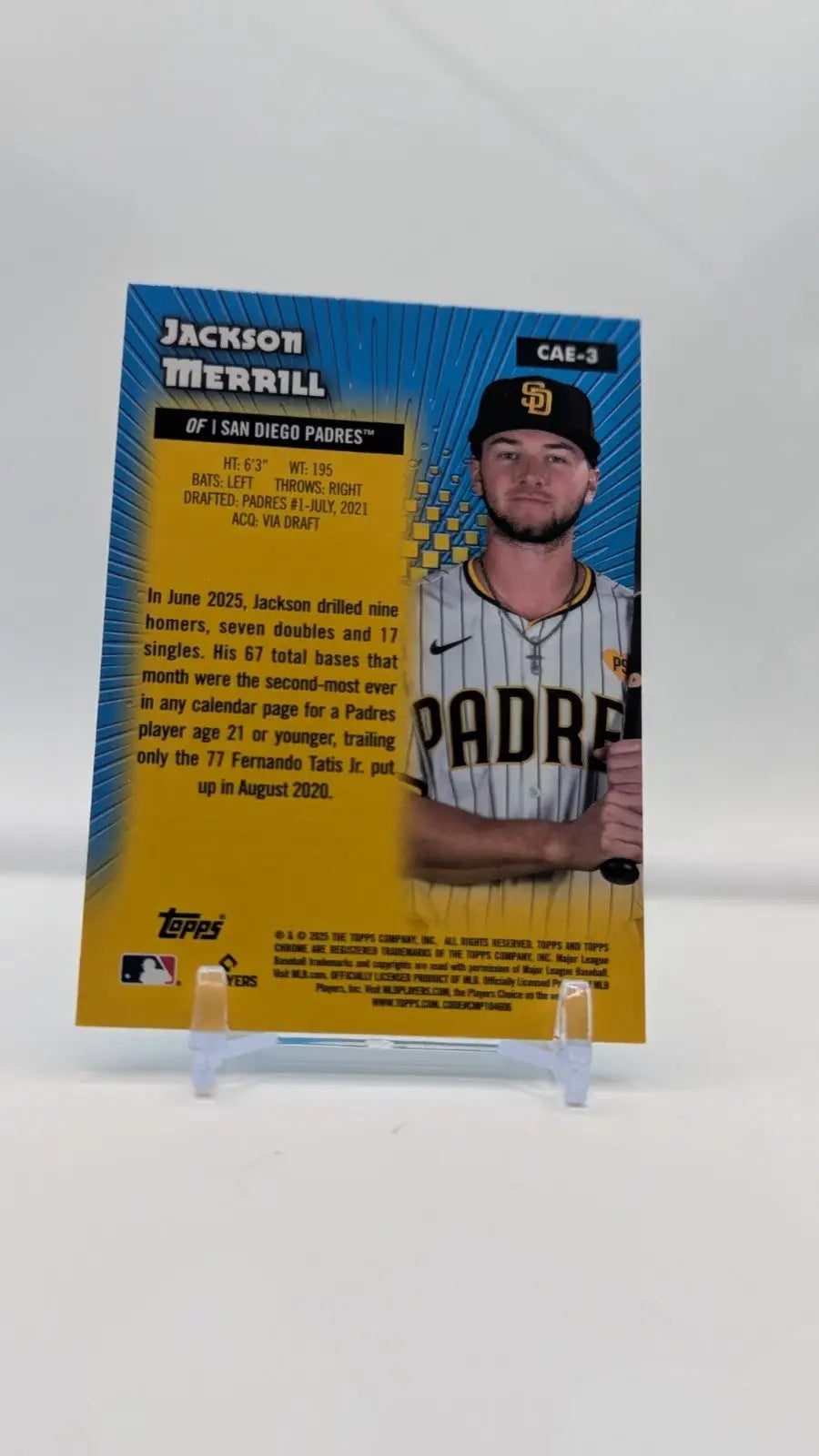 2025 Topps Chrome Baseball - Jackson Merrill All-Etch CAE-3 San Diego Padres - Baseball Card Single