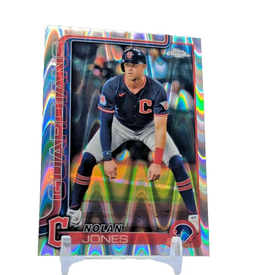2025 Topps Chrome Baseball -Nolan Jones #32 Wayrave Refractor Cleveland Guardian - Baseball Card Single