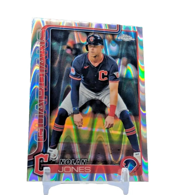 2025 Topps Chrome Baseball -Nolan Jones #32 Wayrave Refractor Cleveland Guardian - Baseball Card Single