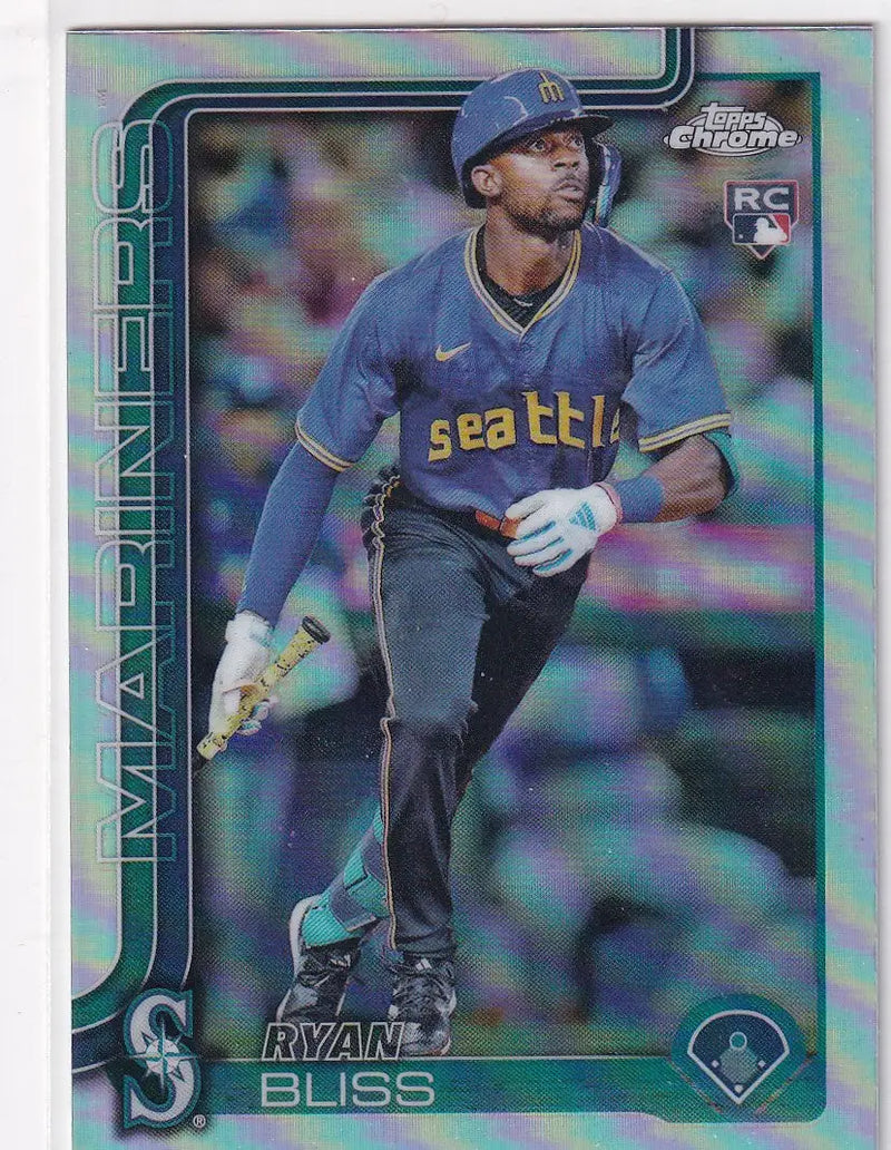 Modern Ryan Bliss Seattle Mariners baseball card in 2025 Topps Chrome Baseball Refractor