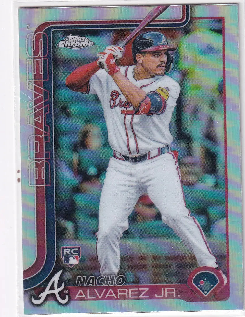 Topps Chrome baseball refractor card of Nacho Alvarez Jr. Atlanta Braves 2025 Topps Chrome