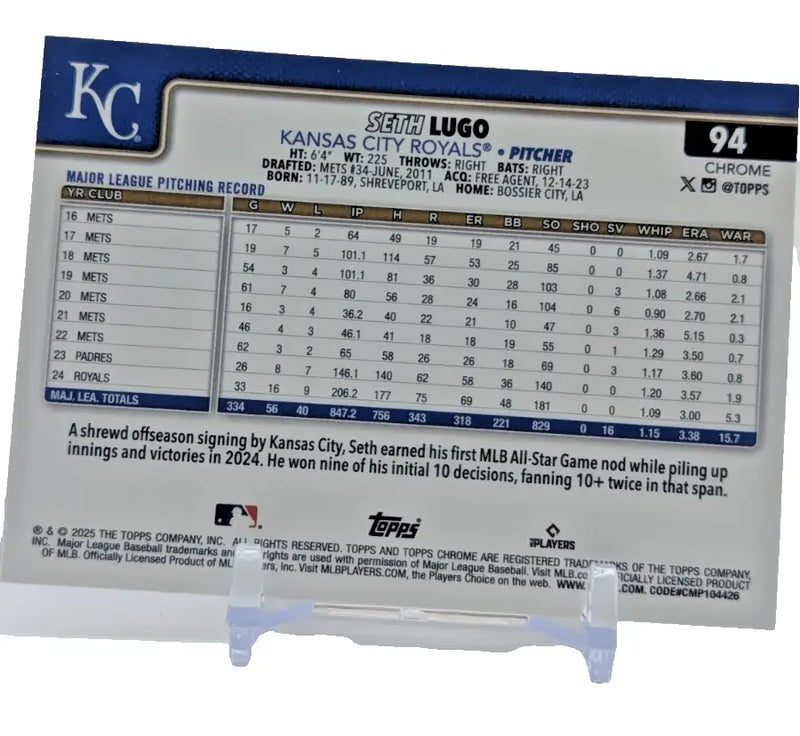 2025 Topps Chrome Baseball -Seth Lugo #94 Sepia Refractor Kansas City Royals - Baseball Card Single