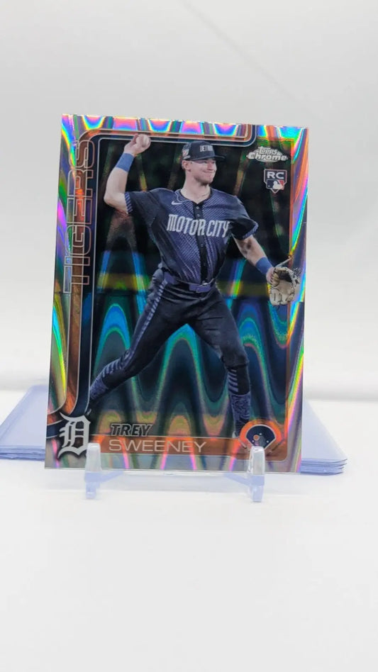 2025 Topps Chrome Baseball Trey Sweeney Tigers RayWave RC #6 - Baseball Card Single