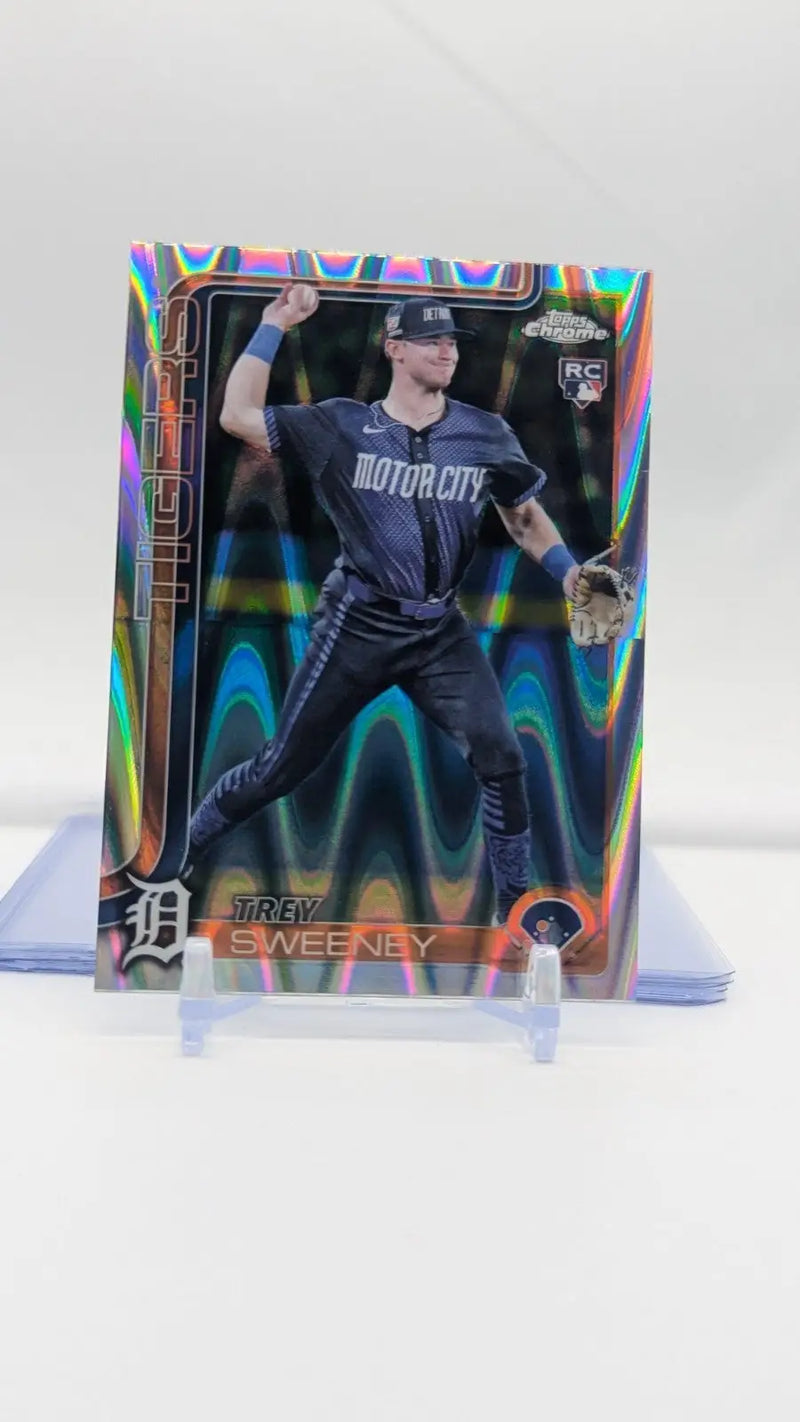2025 Topps Chrome Baseball Trey Sweeney Tigers RayWave RC #6 - Baseball Card Single