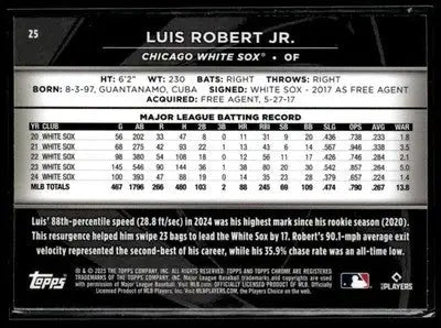 2025 Topps Chrome Black #25 Luis Robert Jr. - Baseball Card Single