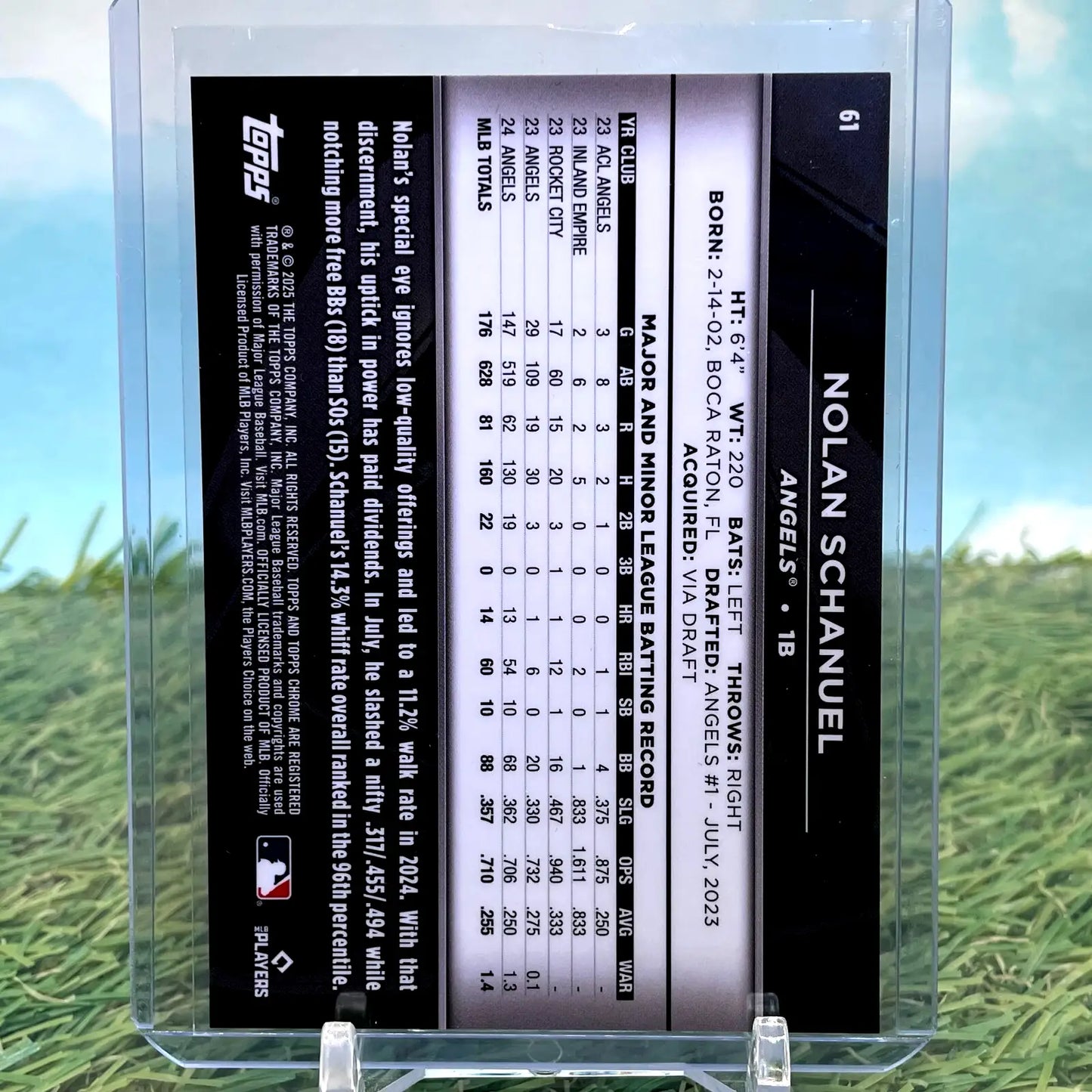 2025 Topps Chrome Black # 61 Nolan Schanuel Blue Refractor /150 Angels - Baseball Card Single