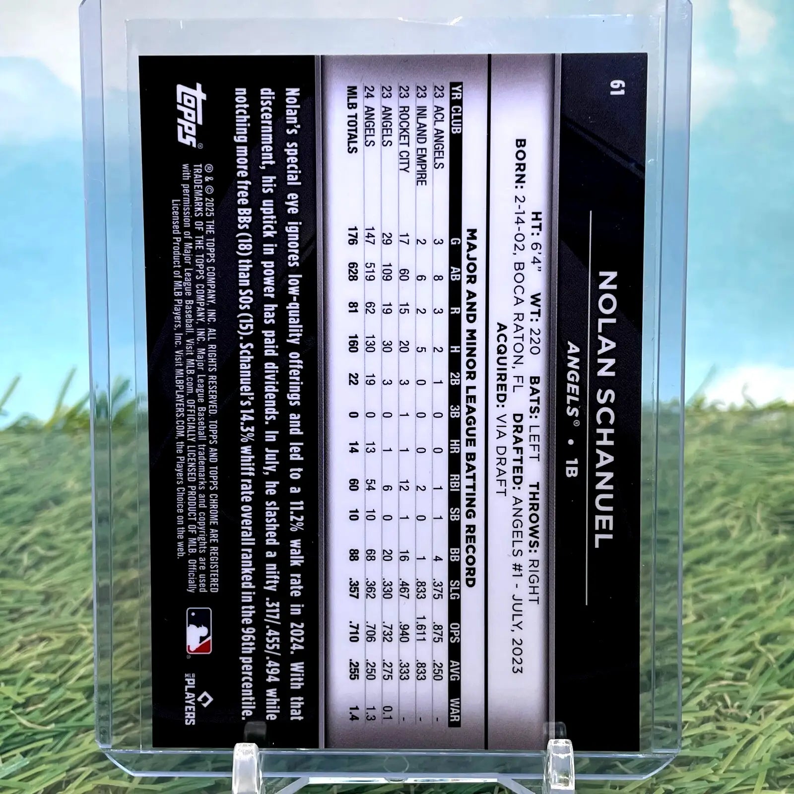 2025 Topps Chrome Black # 61 Nolan Schanuel Blue Refractor /150 Angels - Baseball Card Single