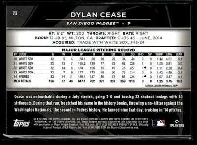 2025 Topps Chrome Black #73 Dylan Cease