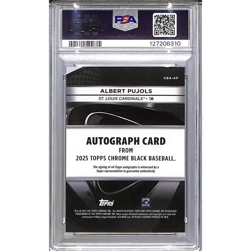 2025 Topps Chrome Black #CBA-AP Albert Pujols PSA 10 GEM MINT Auto St. Louis Cardinals - Baseball Card Single
