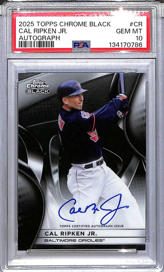 2025 Topps Chrome Black #CBA-CR Cal Ripken Jr. PSA 10 GEM MINT Auto Baltimore Orioles - Baseball Card Single