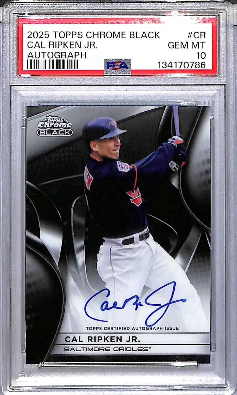 2025 Topps Chrome Black #CBA-CR Cal Ripken Jr. PSA 10 GEM MINT Auto Baltimore Orioles - Baseball Card Single