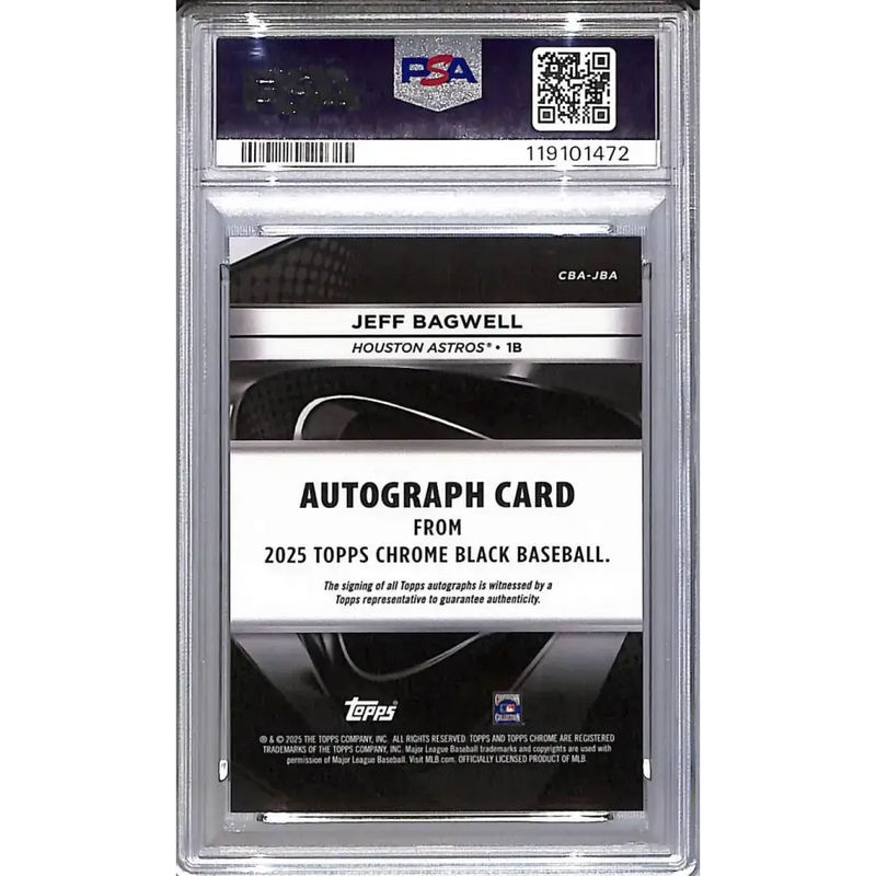 2025 Topps Chrome Black #CBA-JBA Jeff Bagwell PSA 10 GEM MINT Auto Houston Astros - Baseball Card Single