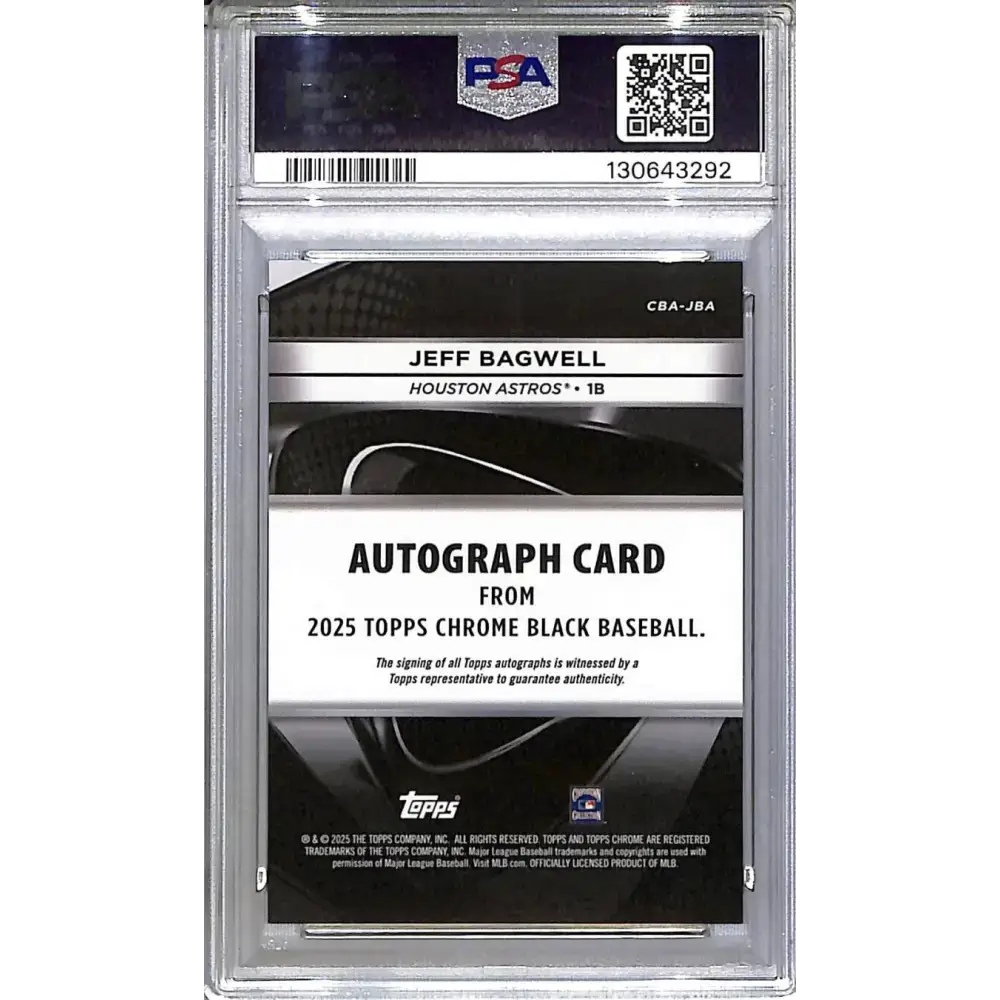 2025 Topps Chrome Black #CBA-JBA Jeff Bagwell PSA 10 GEM MINT Auto Houston Astros - Baseball Card Single