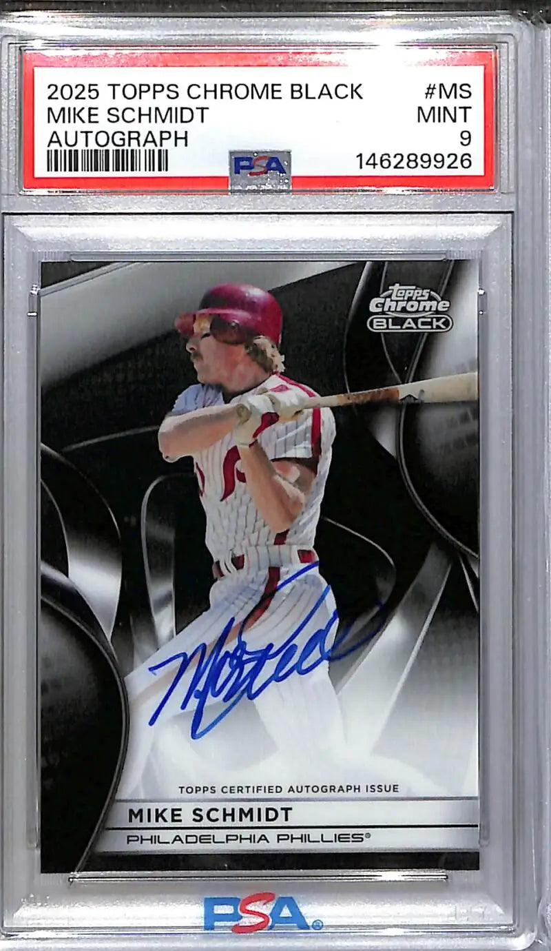 2025 Topps Chrome Black #CBA-MS Mike Schmidt PSA 9 MINT Auto Philadelphia Phillies