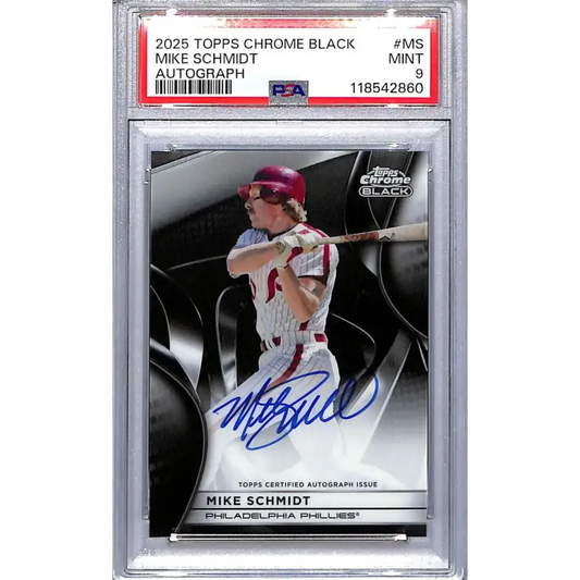 2025 Topps Chrome Black #CBA-MS Mike Schmidt PSA 9 MINT Auto Philadelphia Phillies - Baseball Card Single