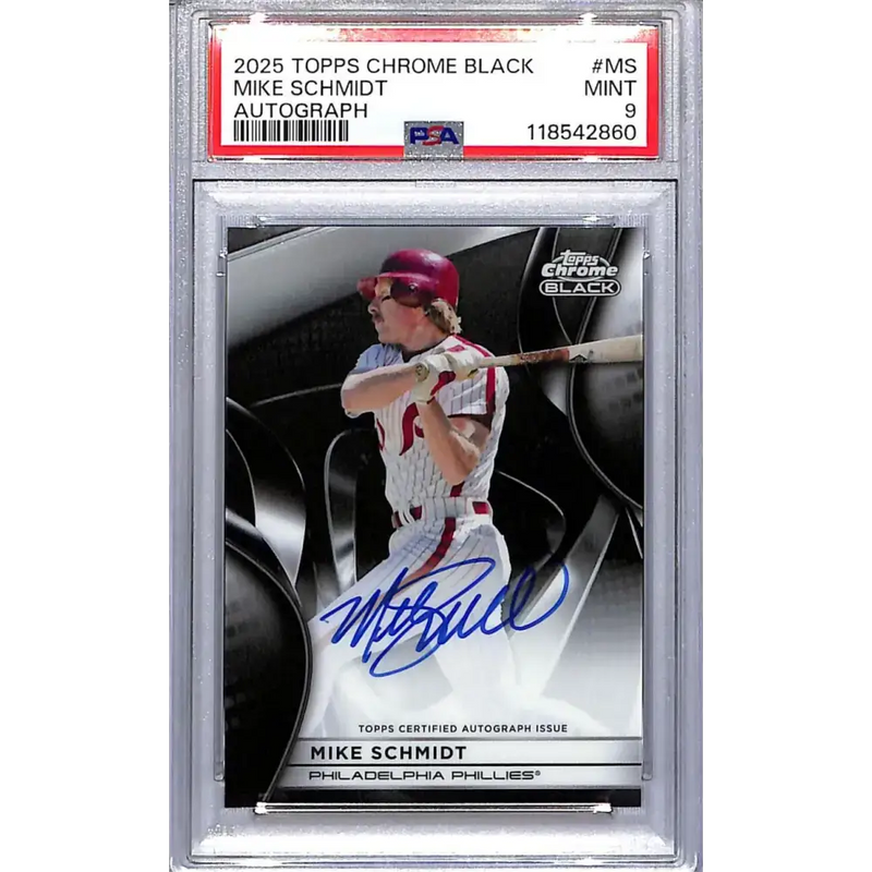 2025 Topps Chrome Black #CBA-MS Mike Schmidt PSA 9 MINT Auto Philadelphia Phillies - Baseball Card Single