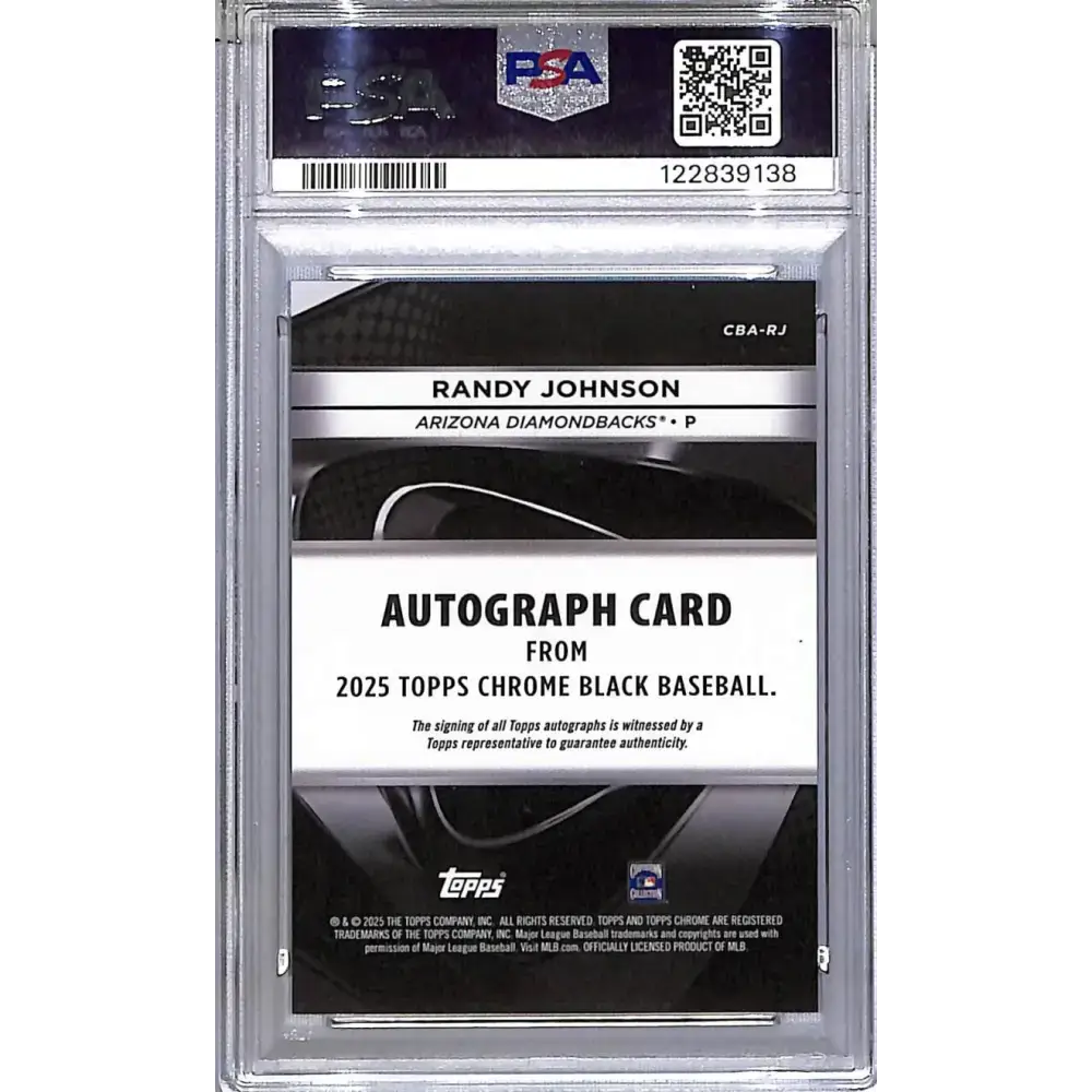 2025 Topps Chrome Black #CBA-RJ Randy Johnson PSA 10 GEM MINT Auto Arizona Diamondbacks - Baseball Card Single