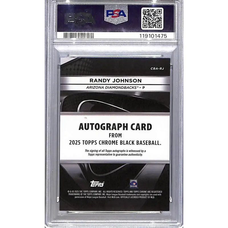 2025 Topps Chrome Black #CBA-RJ Randy Johnson PSA 9 MINT Auto Arizona Diamondbacks - Baseball Card Single