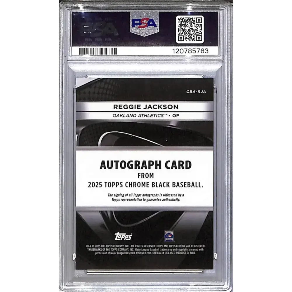 2025 Topps Chrome Black #CBA-RJA Reggie Jackson PSA 10 GEM MINT Auto Oakland Athletics - Baseball Card Single
