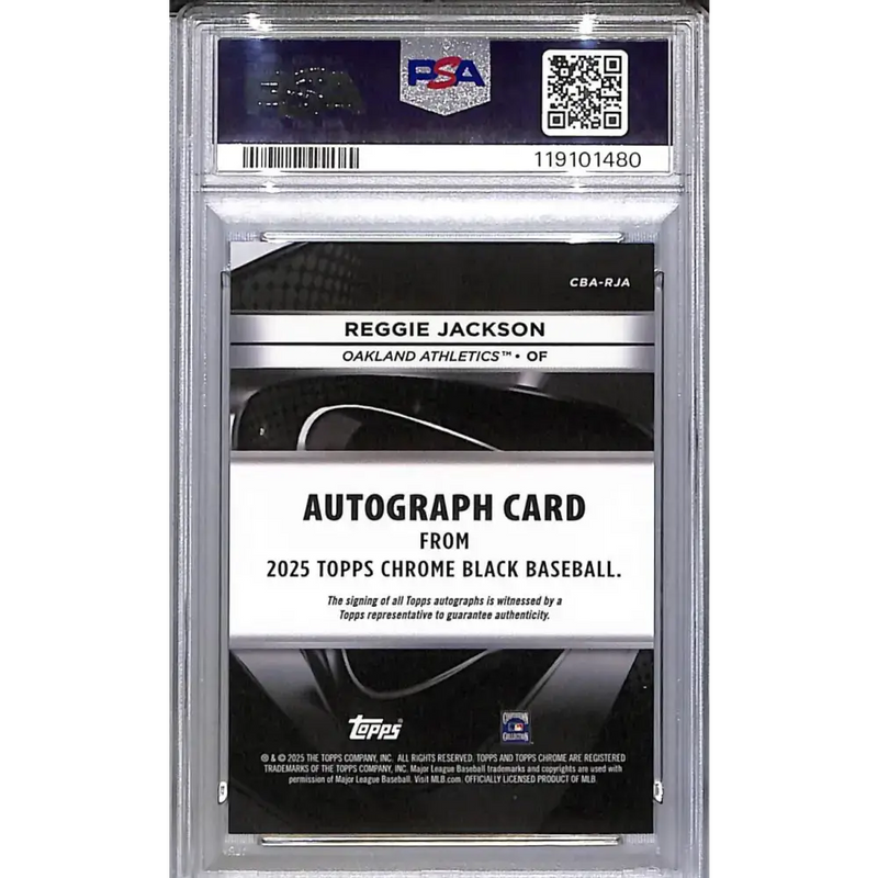 2025 Topps Chrome Black #CBA-RJA Reggie Jackson PSA 10 GEM MINT Auto Oakland Athletics - Baseball Card Single