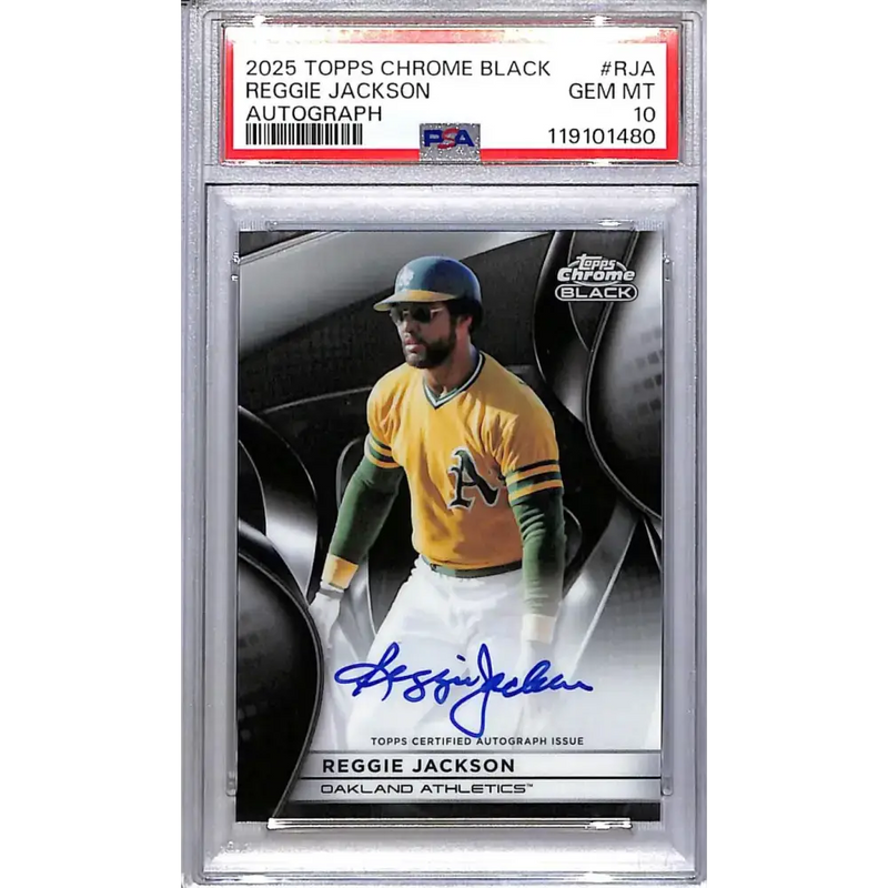 2025 Topps Chrome Black #CBA-RJA Reggie Jackson PSA 10 GEM MINT Auto Oakland Athletics - Baseball Card Single
