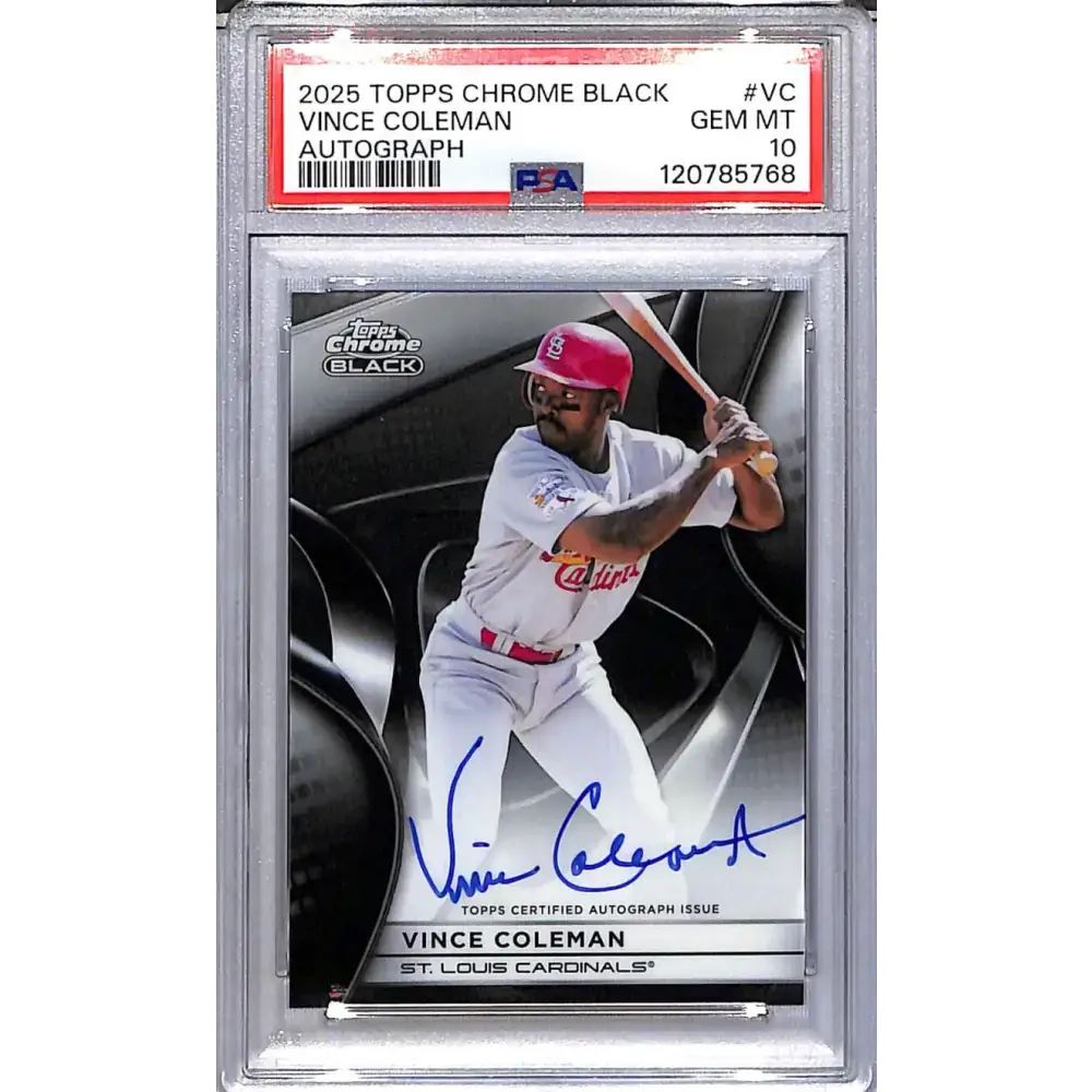 2025 Topps Chrome Black #CBA-VC Vince Coleman PSA 10 GEM MINT Auto St. Louis Cardinals - Baseball Card Single