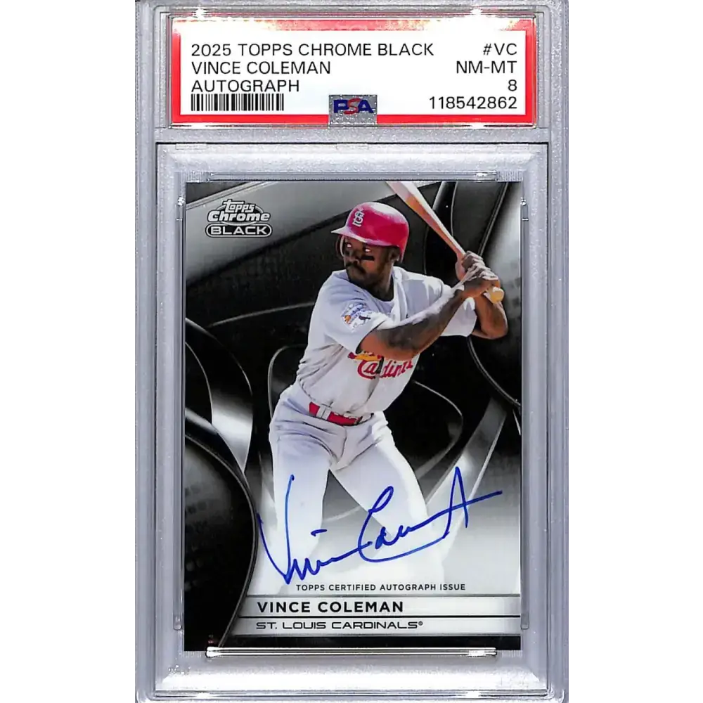2025 Topps Chrome Black #CBA-VC Vince Coleman PSA 8 NM-MT Auto St. Louis Cardinals - Baseball Card Single