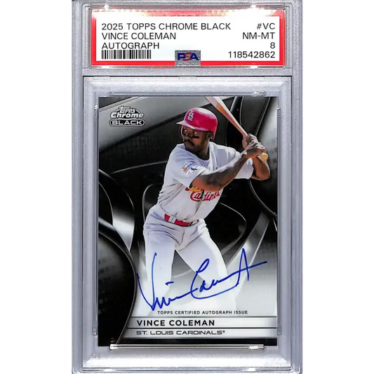 2025 Topps Chrome Black #CBA-VC Vince Coleman PSA 8 NM-MT Auto St. Louis Cardinals - Baseball Card Single