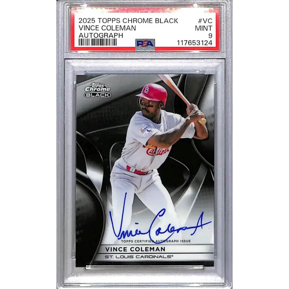 2025 Topps Chrome Black #CBA-VC Vince Coleman PSA 9 MINT Auto St. Louis Cardinals - Baseball Card Single