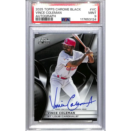 2025 Topps Chrome Black #CBA-VC Vince Coleman PSA 9 MINT Auto St. Louis Cardinals - Baseball Card Single