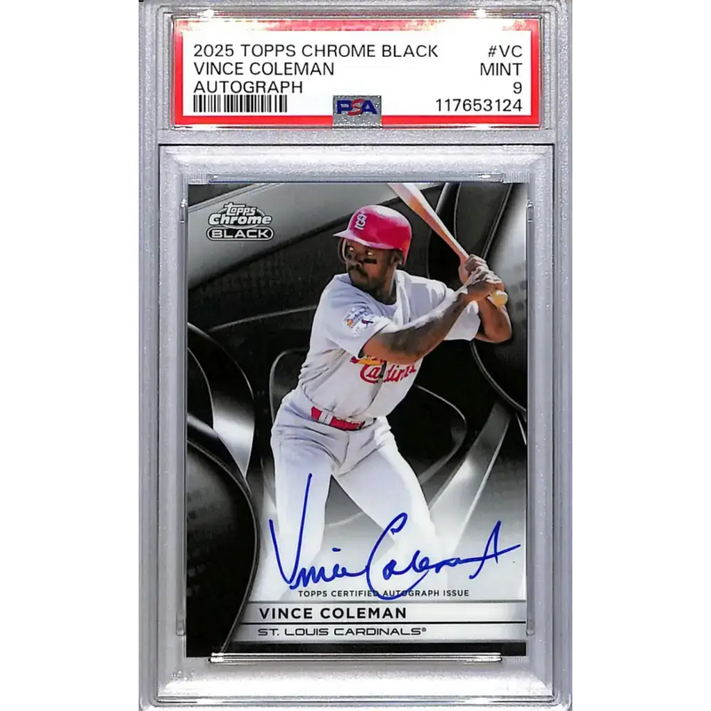 2025 Topps Chrome Black #CBA-VC Vince Coleman PSA 9 MINT Auto St. Louis Cardinals - Baseball Card Single