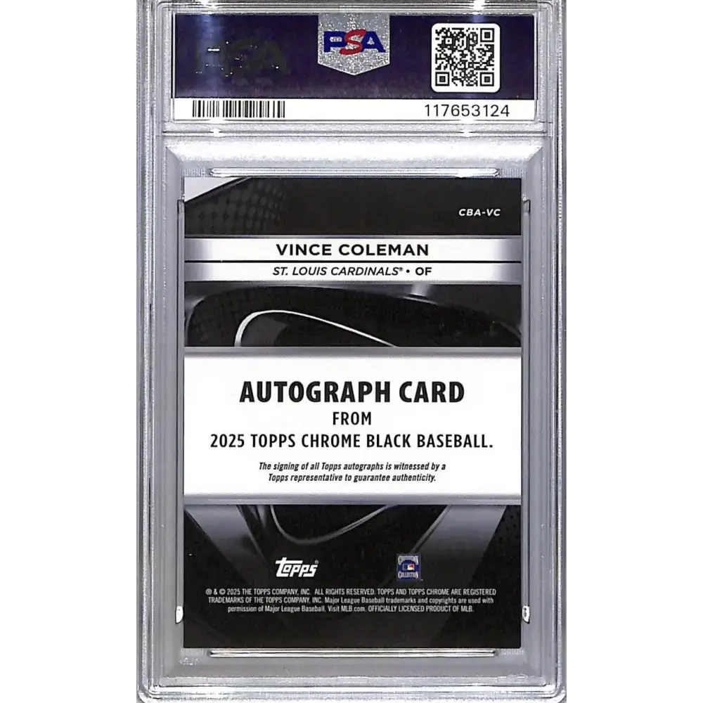 2025 Topps Chrome Black #CBA-VC Vince Coleman PSA 9 MINT Auto St. Louis Cardinals - Baseball Card Single