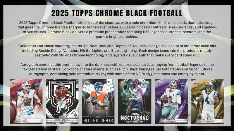 2025 Topps Chrome Black Football Hobby Box | Columbia Sports Cards - Sports Card Hobby Boxes