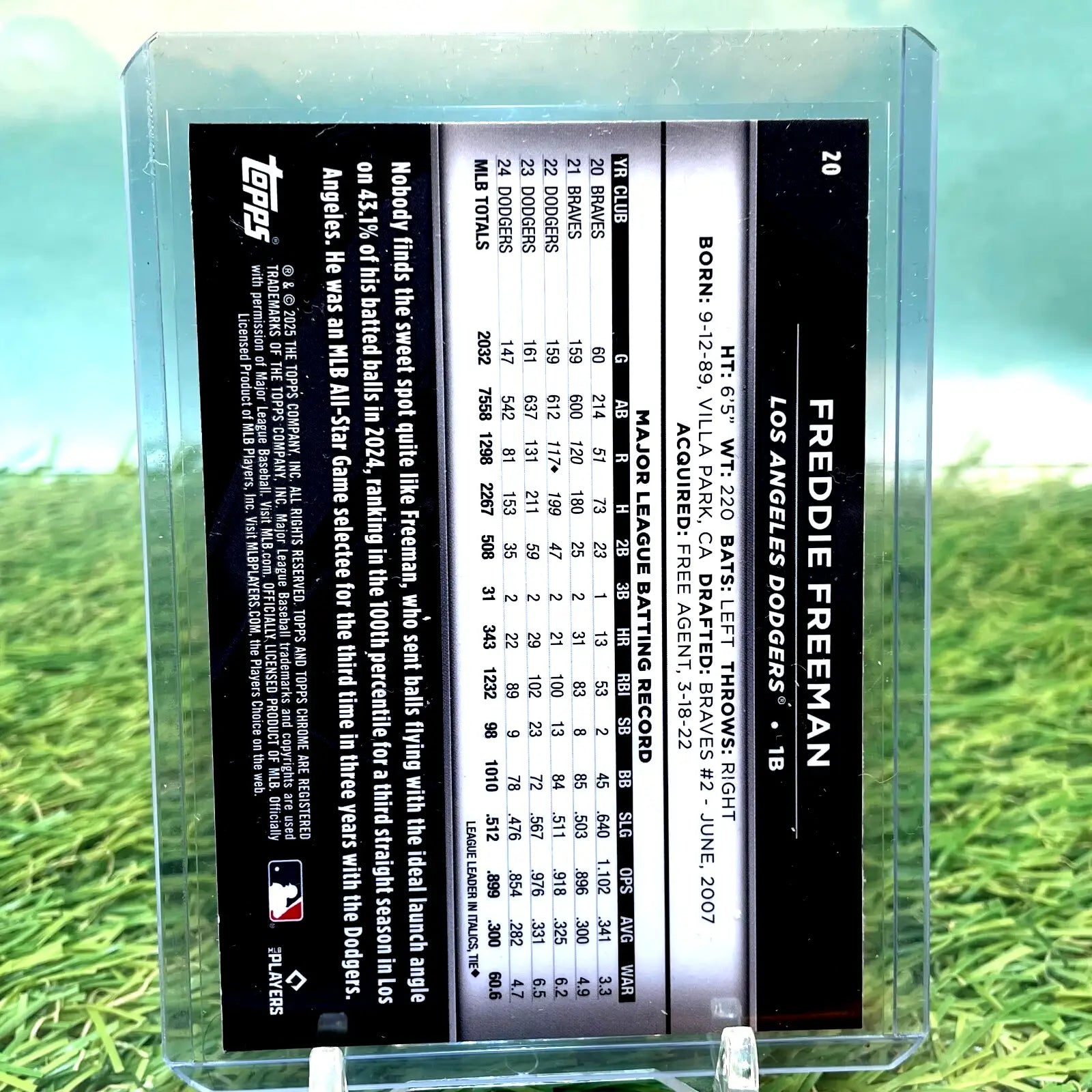 Freddie Freeman baseball card from 2025 Topps Chrome Black LA Dodgers product